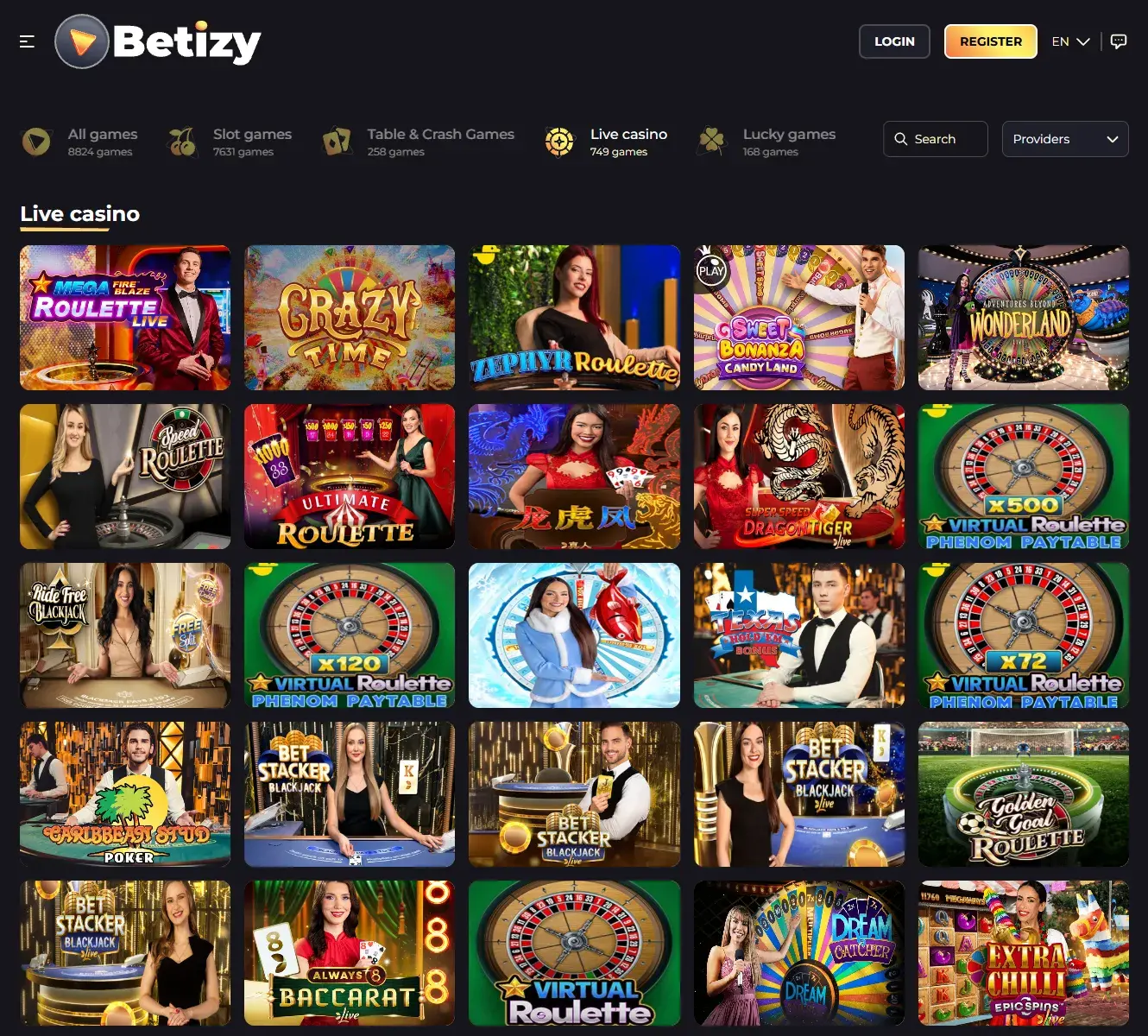 Betizy Casino forside